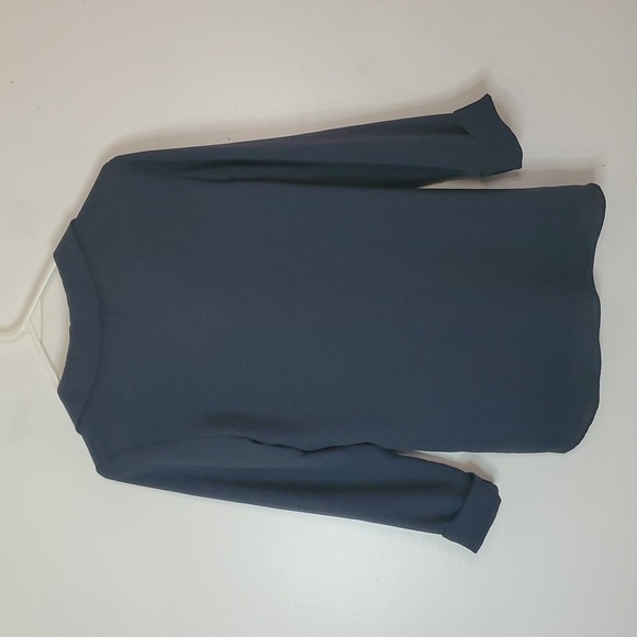 Rory Beca Grey Silk Blouse Top Size Small Collared Low Ruched Neckline - Picture 6 of 8